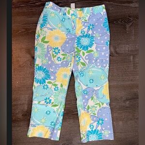 Vintage Lilly Pulitzer Capris Size 4 White Label White king Crab  Y2k Lobster